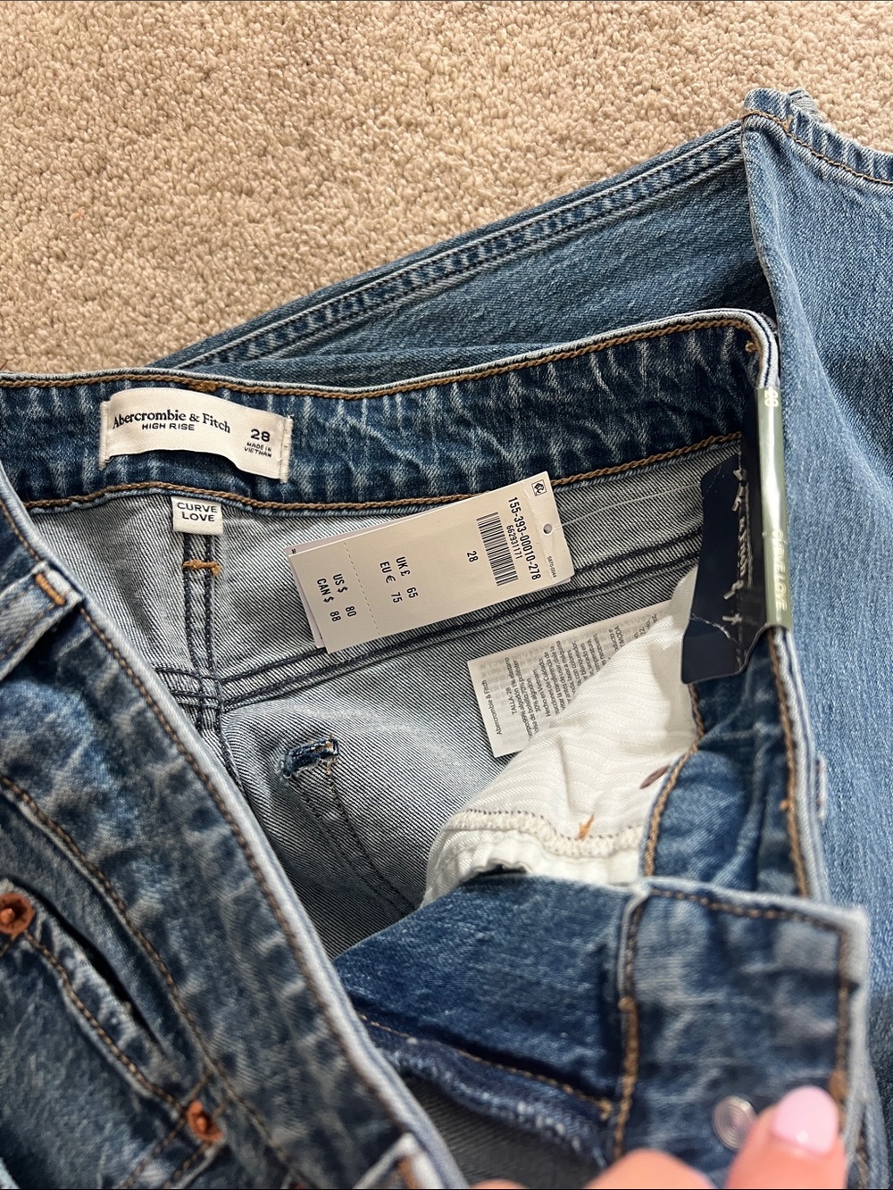 Abercrombie & fitch curve love size 28 new with tags jeans denim high rise - Picture 3 of 3